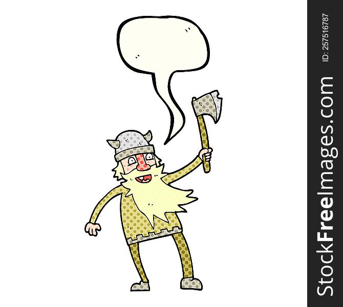 freehand drawn comic book speech bubble cartoon viking