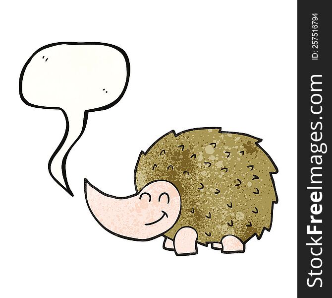 freehand speech bubble textured cartoon hedgehog