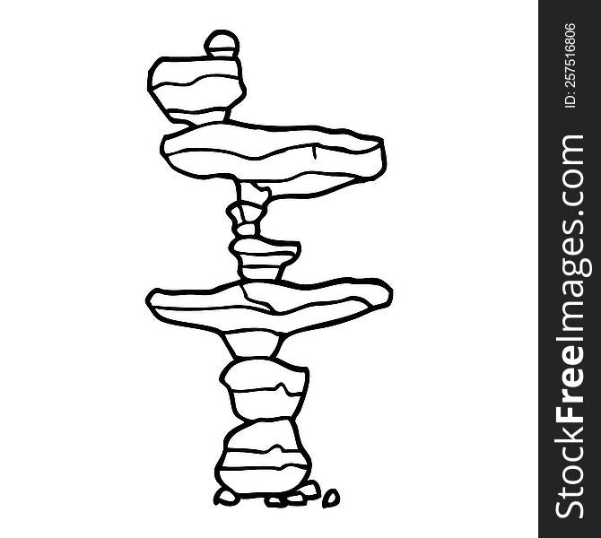 line drawing cartoon of stacked stones