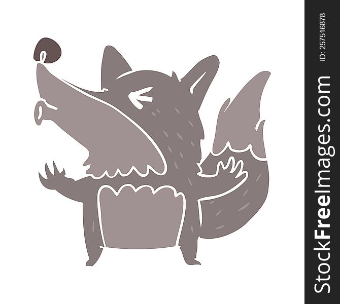Flat Color Style Cartoon Halloween Werewolf Howling
