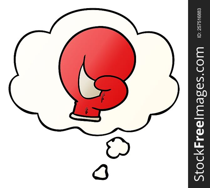 Boxing Glove Cartoon  And Thought Bubble In Smooth Gradient Style