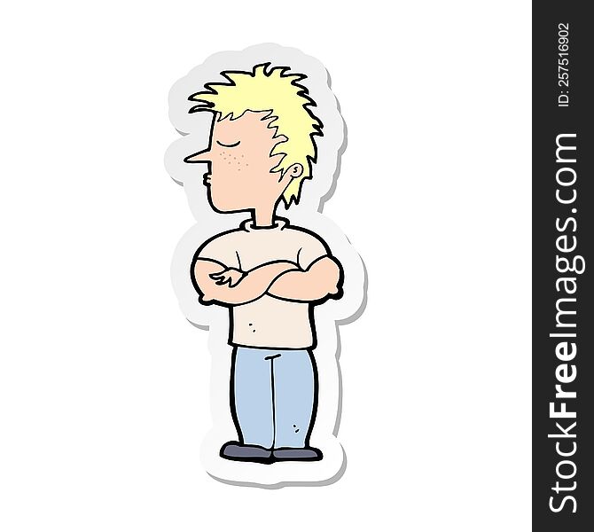 sticker of a cartoon man refusing to listen