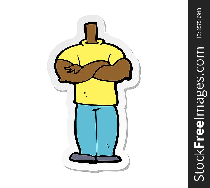 sticker of a cartoon body with folded arms