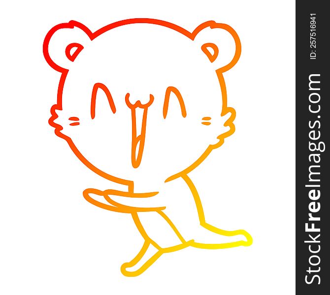 warm gradient line drawing of a running bear cartoon