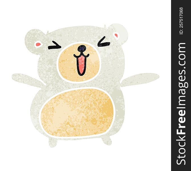 Retro Cartoon Kawaii Cute Teddy Bear