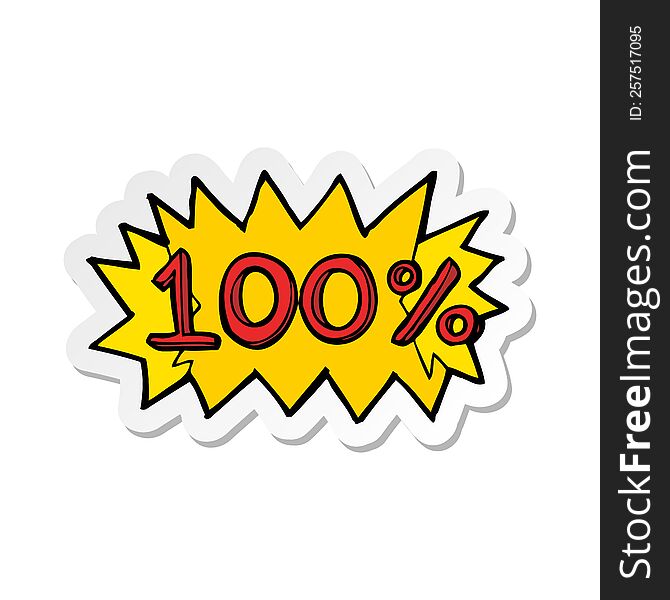 sticker of a cartoon 100% symbol