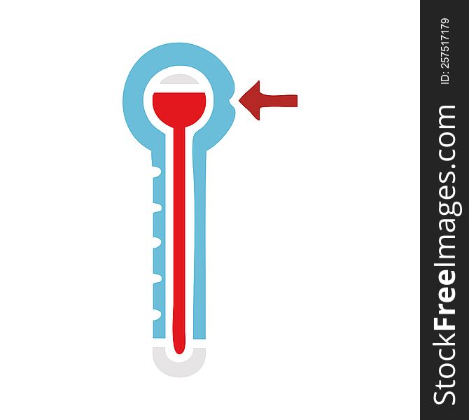 flat color retro cartoon of a glass thermometer