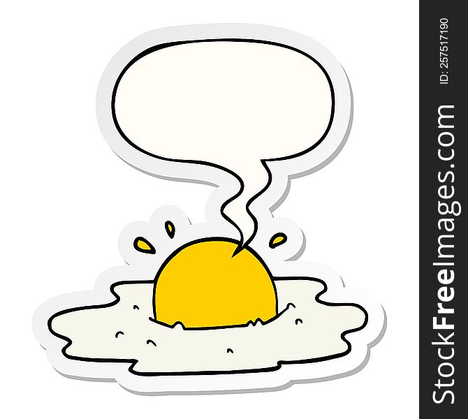 cartoon fried egg and speech bubble sticker