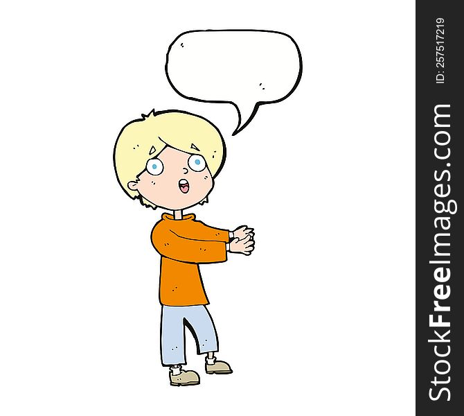 Cartoon Shocked Boy With Speech Bubble