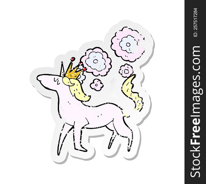 retro distressed sticker of a cartoon magical horse