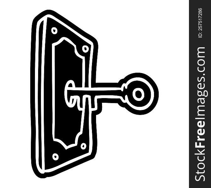 cartoon icon of a door handle. cartoon icon of a door handle