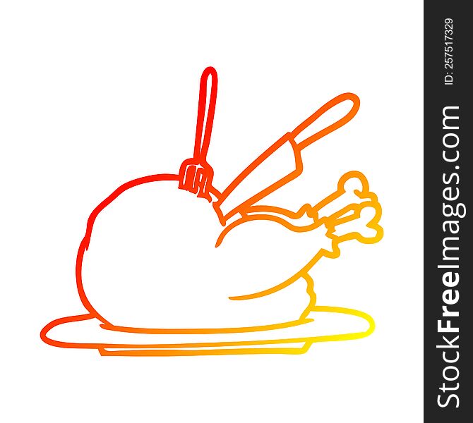 warm gradient line drawing of a cooked turkey being carved