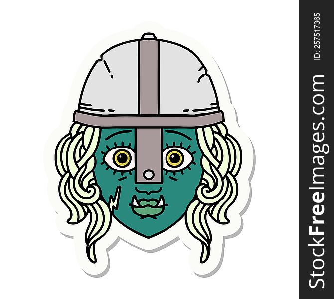 Orc Fighter Character Face Sticker