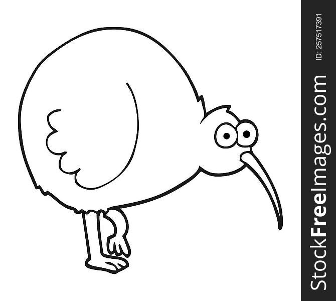 Black And White Cartoon Kiwi Bird