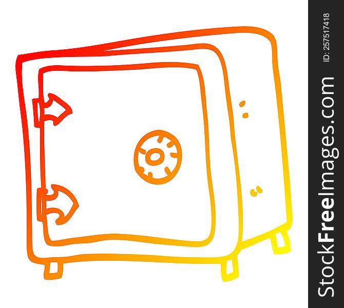 warm gradient line drawing of a cartoon old safe