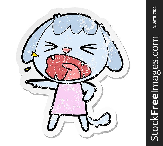 distressed sticker of a cute cartoon dog barking