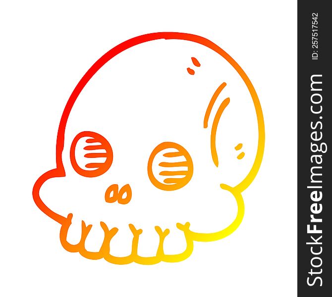 warm gradient line drawing of a cartoon halloween skull