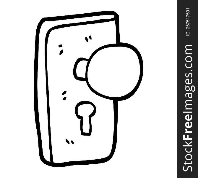 line drawing cartoon door handle with keyhole
