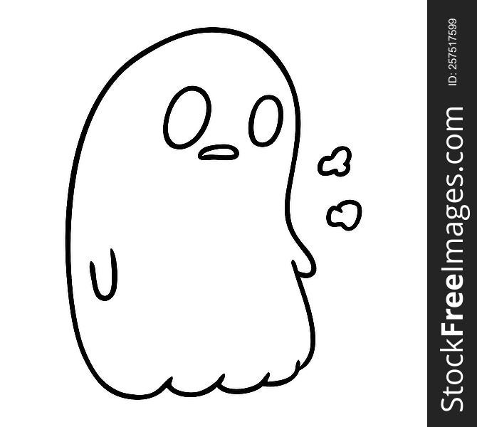 Line Drawing Of A Kawaii Cute Ghost