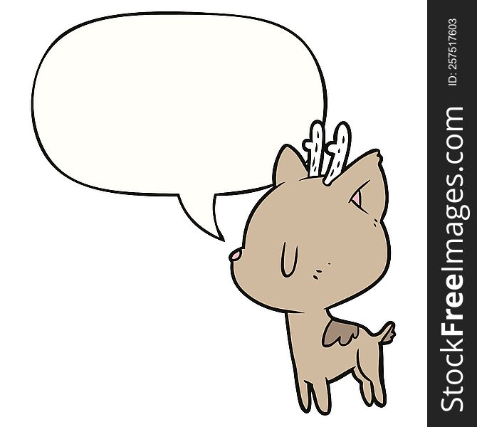Cute Cartoon Deer And Speech Bubble