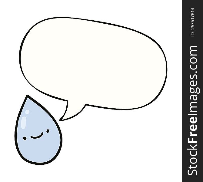 Cartoon Raindrop And Speech Bubble