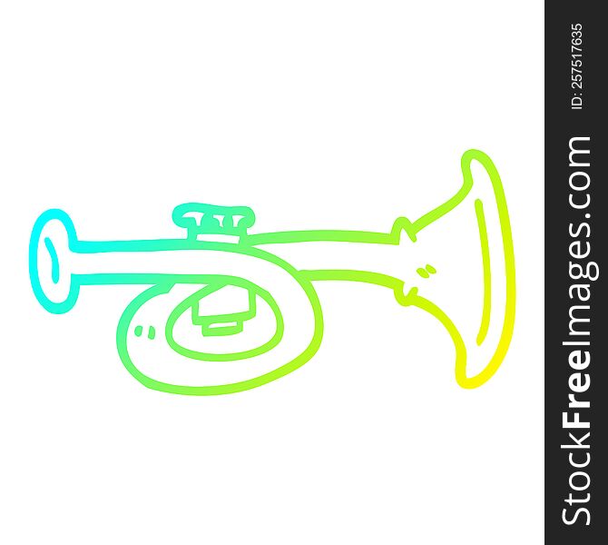 cold gradient line drawing of a cartoon brass horn