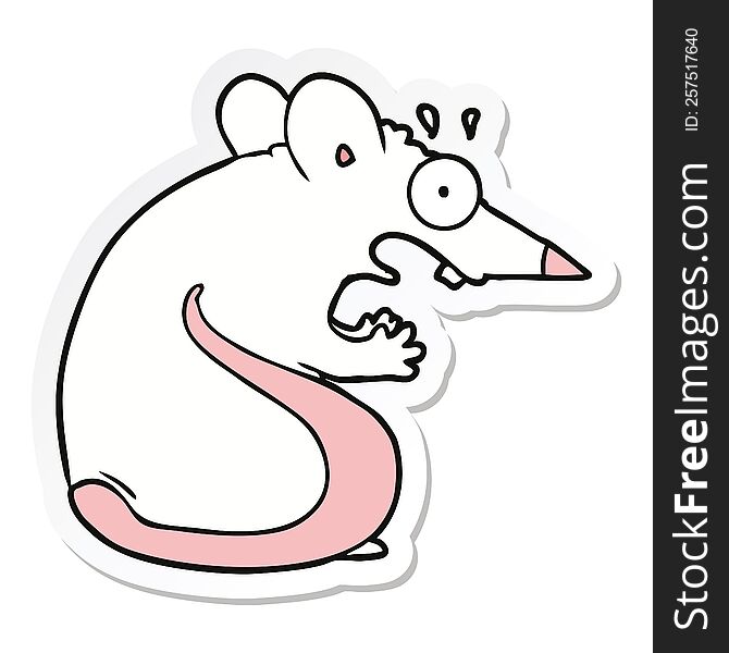 sticker of a cartoon frightened mouse