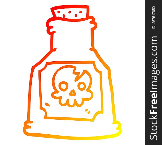 warm gradient line drawing of a cartoon poison in a bottle