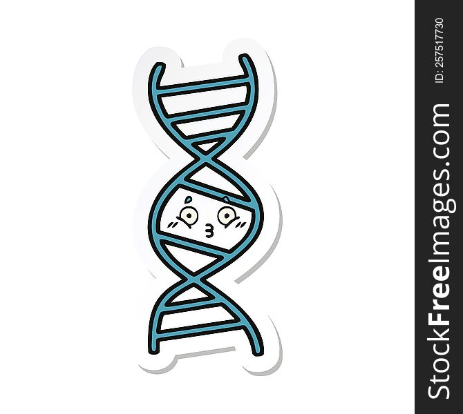 Sticker Of A Cute Cartoon DNA Strand