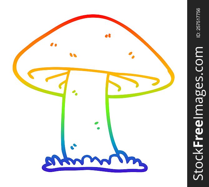 rainbow gradient line drawing of a cartoon mushroom