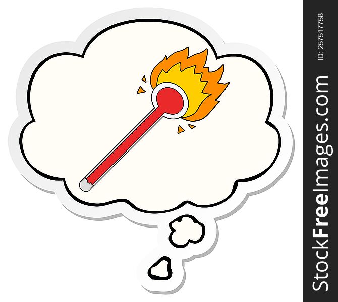 Cartoon Thermometer And Thought Bubble As A Printed Sticker