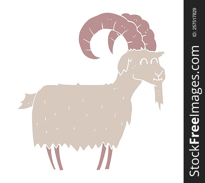 Flat Color Illustration Of A Cartoon Goat
