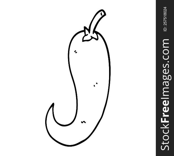 Line Drawing Cartoon Red Hot Chilli Pepper