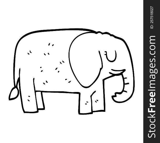 line drawing cartoon elephant standing still
