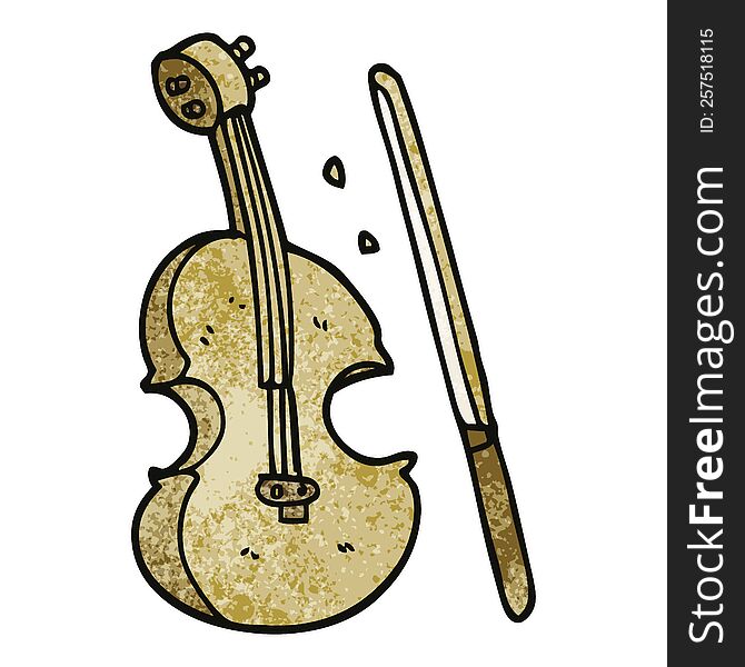 cartoon doodle violin and bow