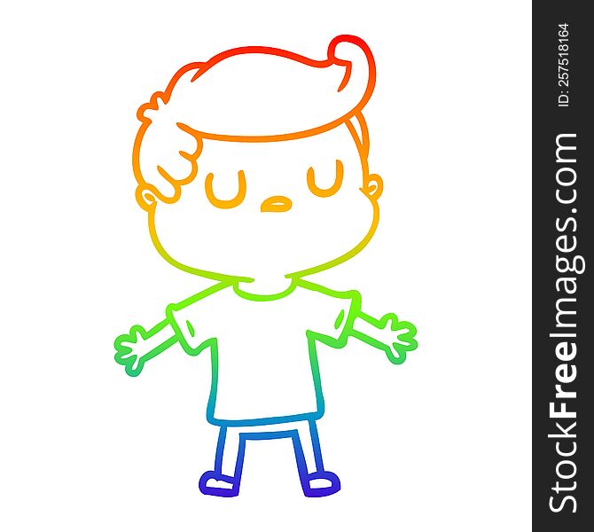 rainbow gradient line drawing of a cartoon aloof man