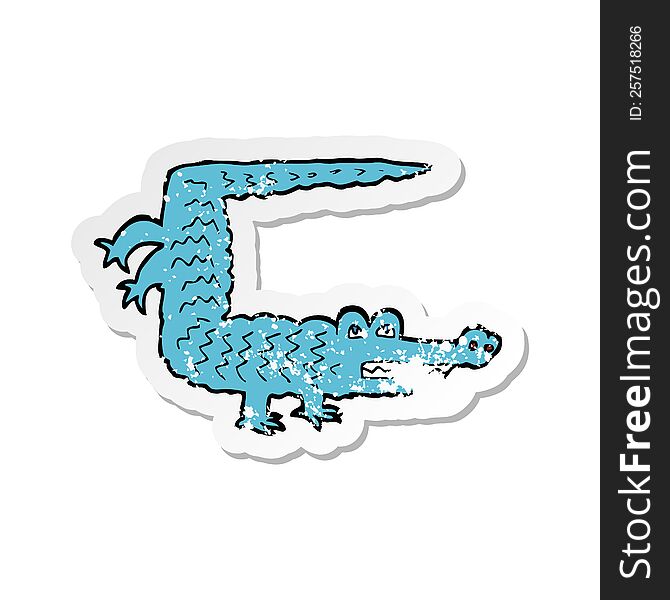 Retro Distressed Sticker Of A Cartoon Crocodile