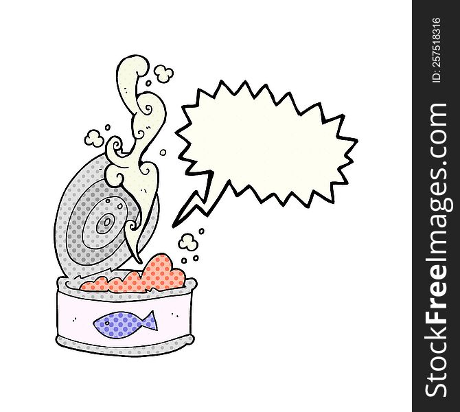 freehand drawn comic book speech bubble cartoon can of tuna