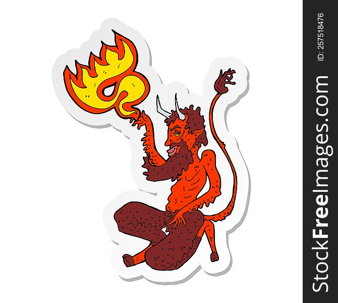 Sticker Of A Cartoon Traditional Devil