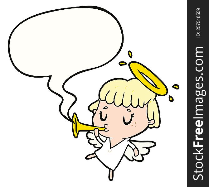 Cute Cartoon Angel And Speech Bubble