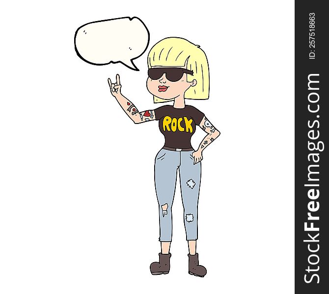 freehand drawn speech bubble cartoon rock woman