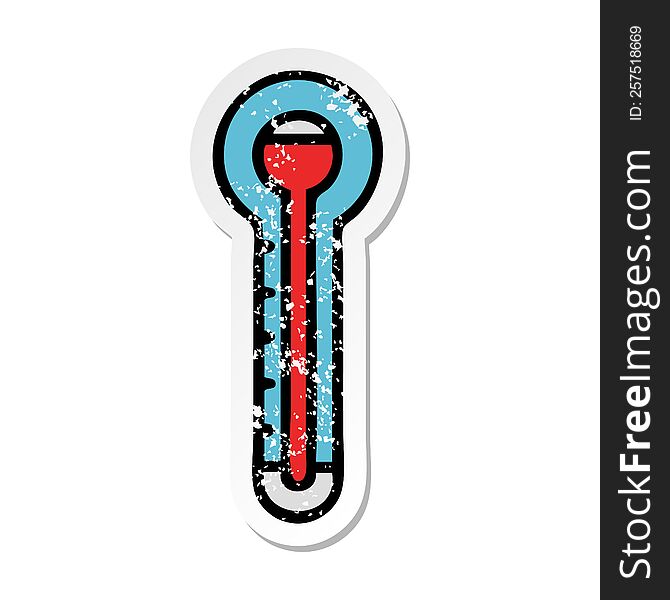 distressed sticker of a cute cartoon glass thermometer