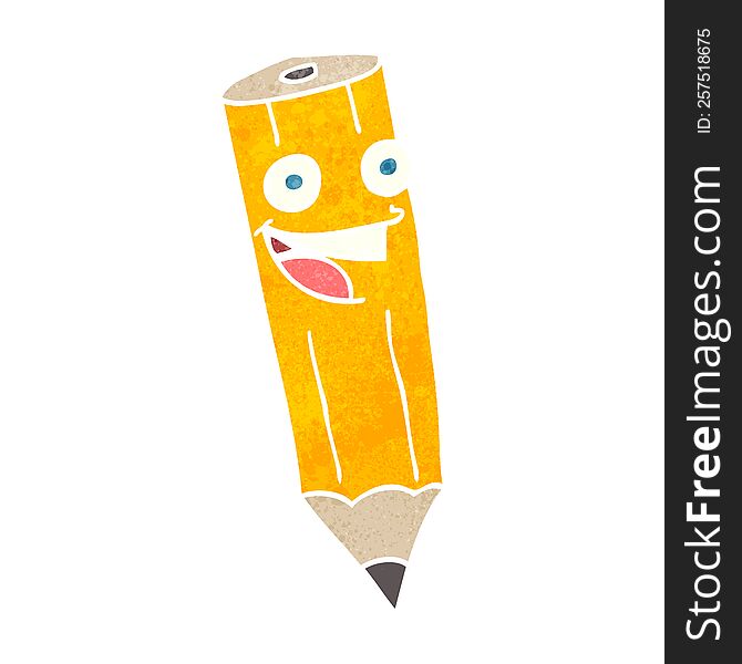 Happy Retro Cartoon Pencil