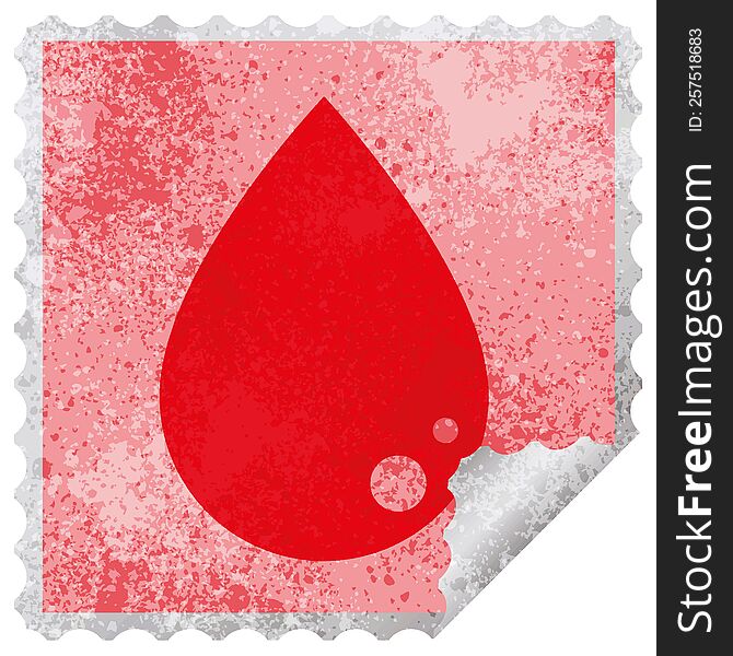 Blood Drop Square Peeling Sticker