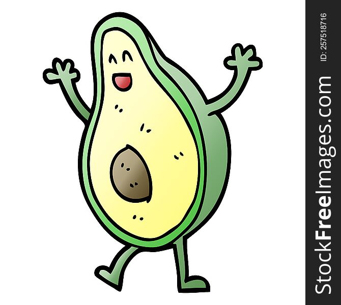 cartoon doodle dancing avocado