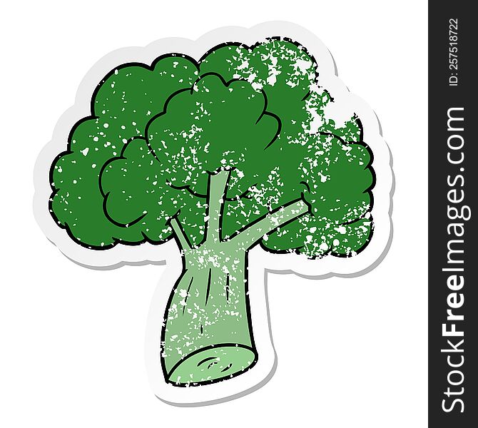 distressed sticker of a cartoon broccoli