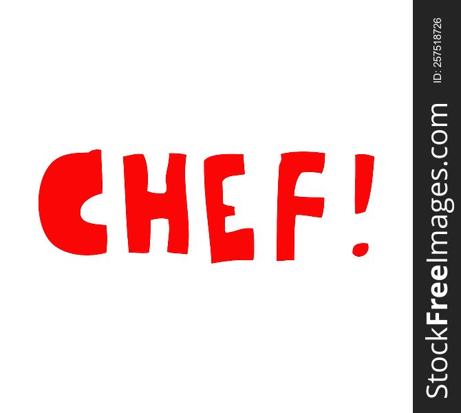 flat color style cartoon word chef