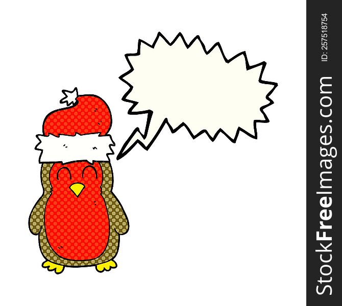 Comic Book Speech Bubble Cartoon Christmas Robin
