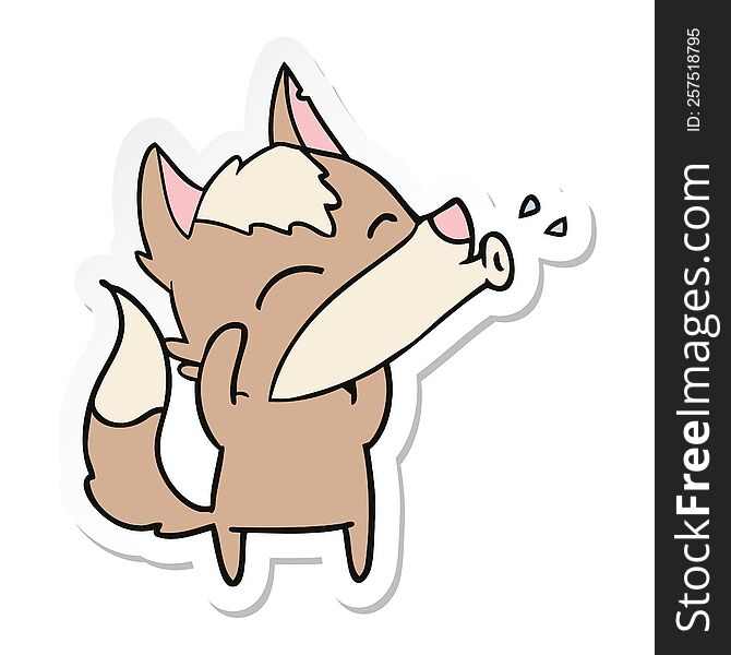 sticker of a howling wolf cartoon