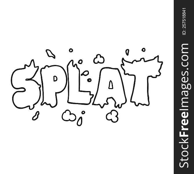 freehand drawn black and white cartoon splat